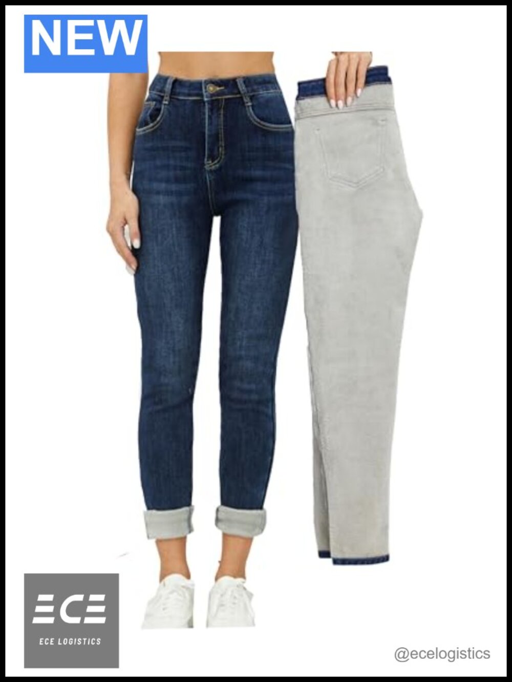 Fleece Lined Thermal Skinny Jeans High Rise Winter Warm Stretch Denim Pants